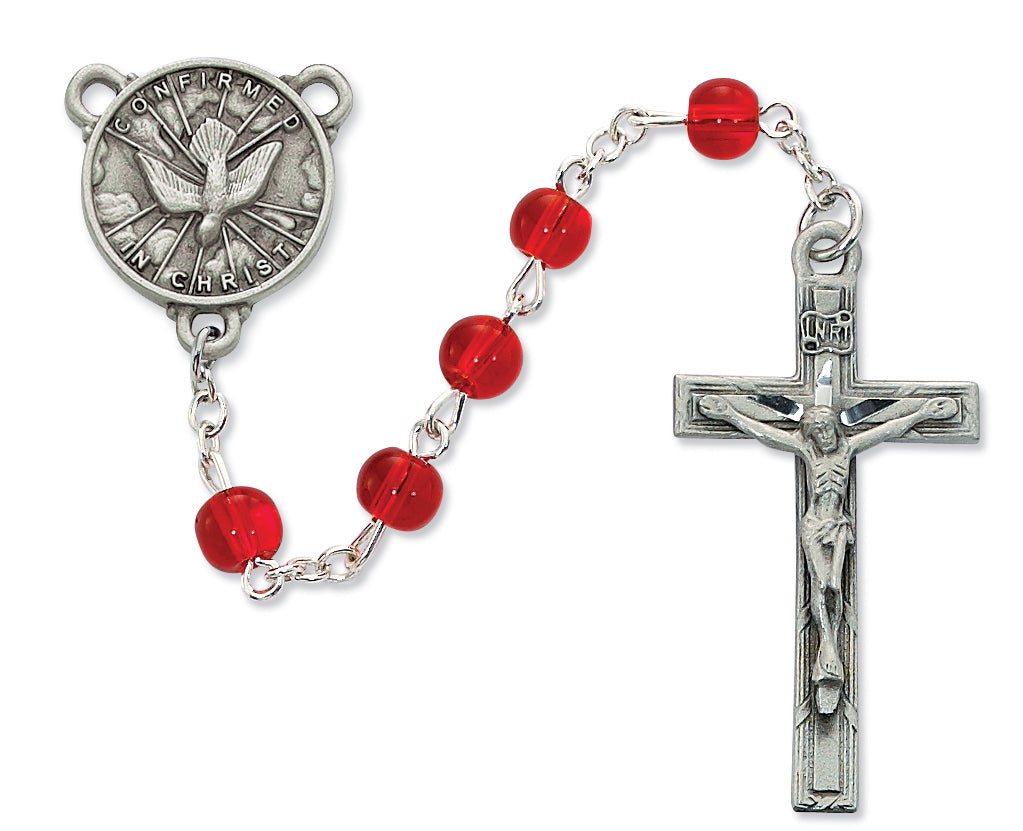 Holy Spirit Rosary - Red Glass Boxed