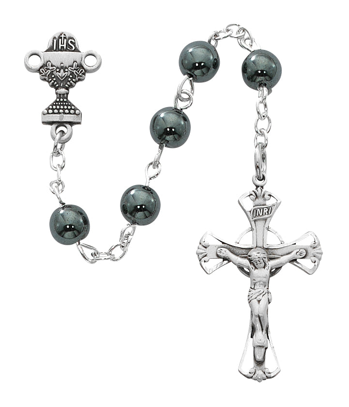 Rosary - Hematite Communion Rosary Box