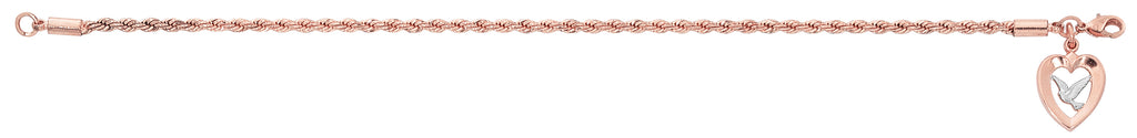 Bracelet - 7.5 in Rose Gold Plated Rope Bracelet, Boxed