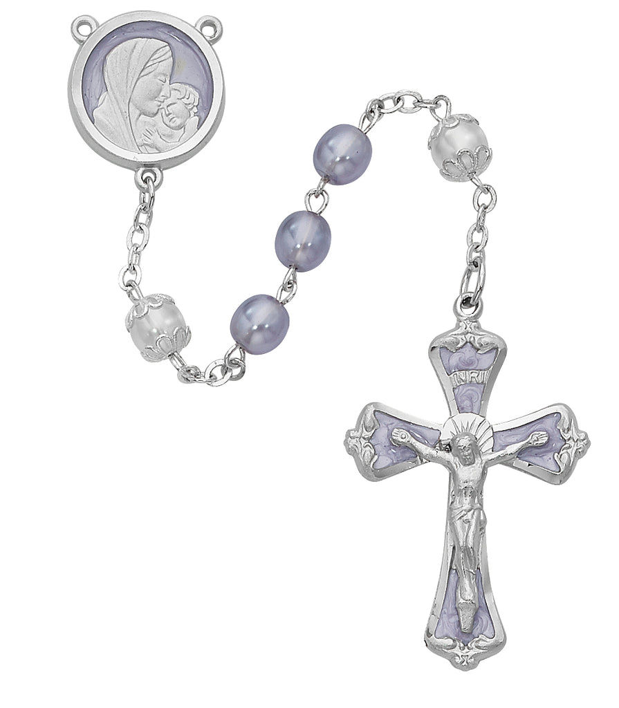 Mother and Child Rosary - Purple Pearl like  Rosary Boxed