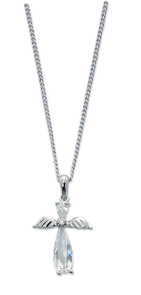Necklace - Crystal cubic zirconia Angel, 16in Chain, Box