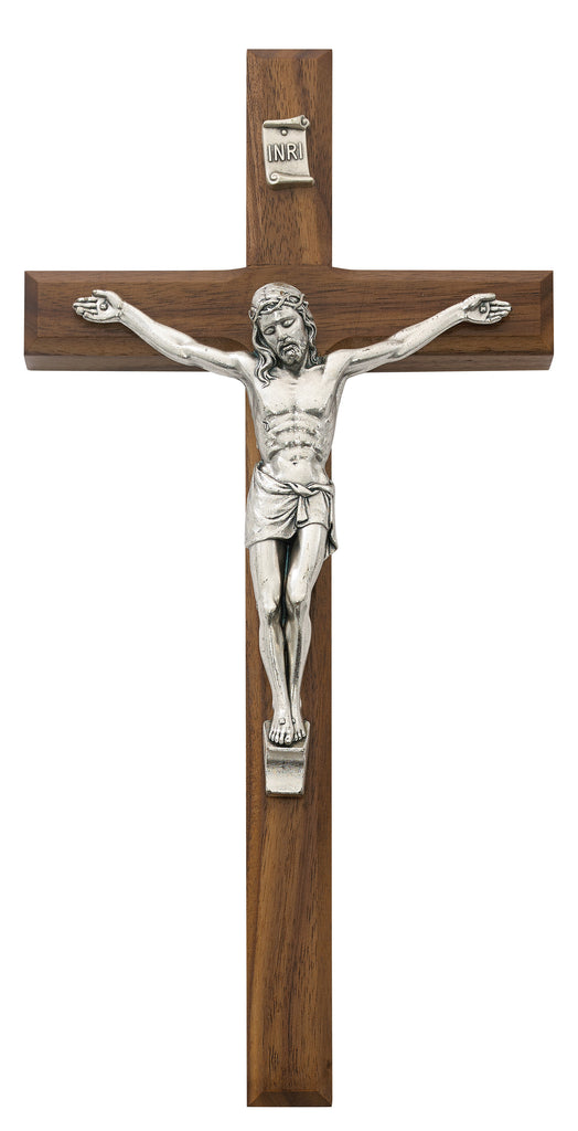Crucifix - 10" Walnut Stain Crucifix, Boxed