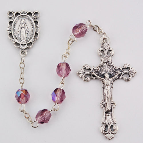 Birthstone Rosary - Light Lavender Glass June Rosary Boxed