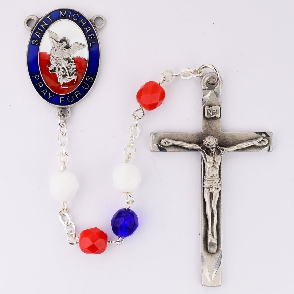 Michael Rosary - Red, White and Blue St Michael Rosary Boxed