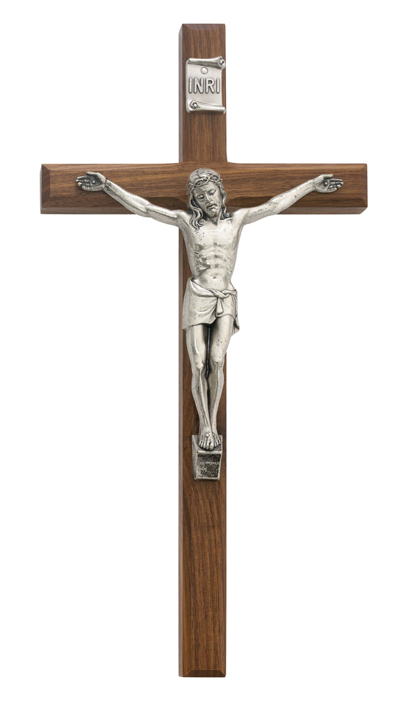 Crucifix - 12" Walnut Stain Crucifix, Boxed