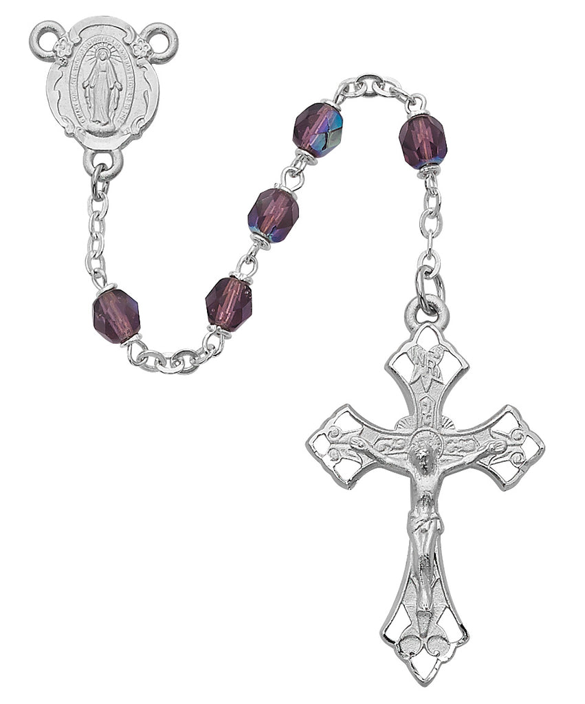 Rosary - Purple Aurora Glass Rosary Boxed