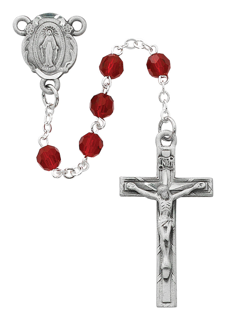 Rosary - Dark Red Crystal Rosary Boxed