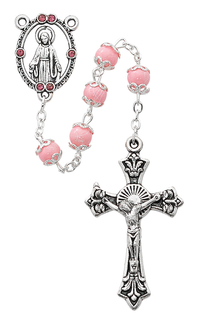 Rosary - Pink Capped Rosary Boxed