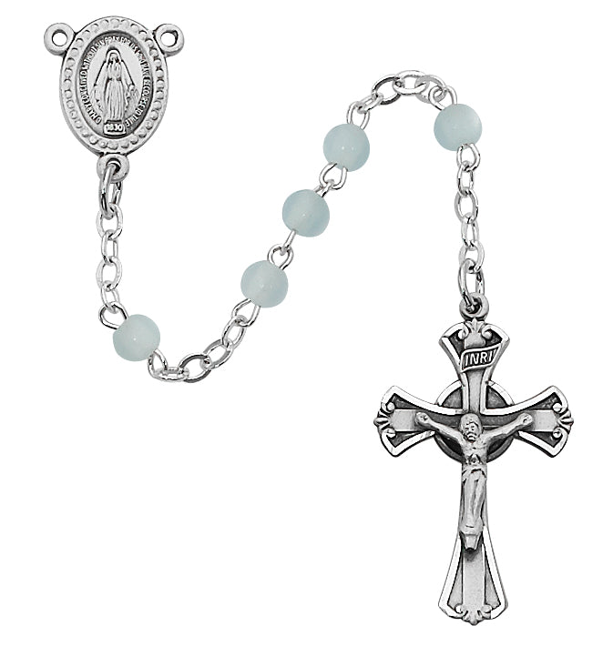 Rosary - Blue Glass Youth Rosary Boxed