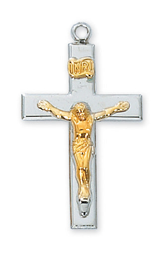 Two-Tone Crucifix Necklace - Sterling Silver