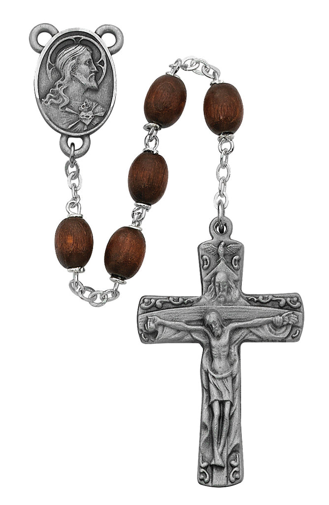 Trinity Rosary - Brown Wood Trinity Rosary Boxed
