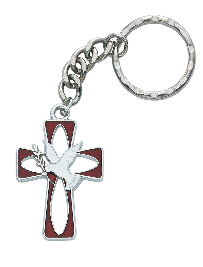 Holy Spirit Key Ring - Red and White Enameled