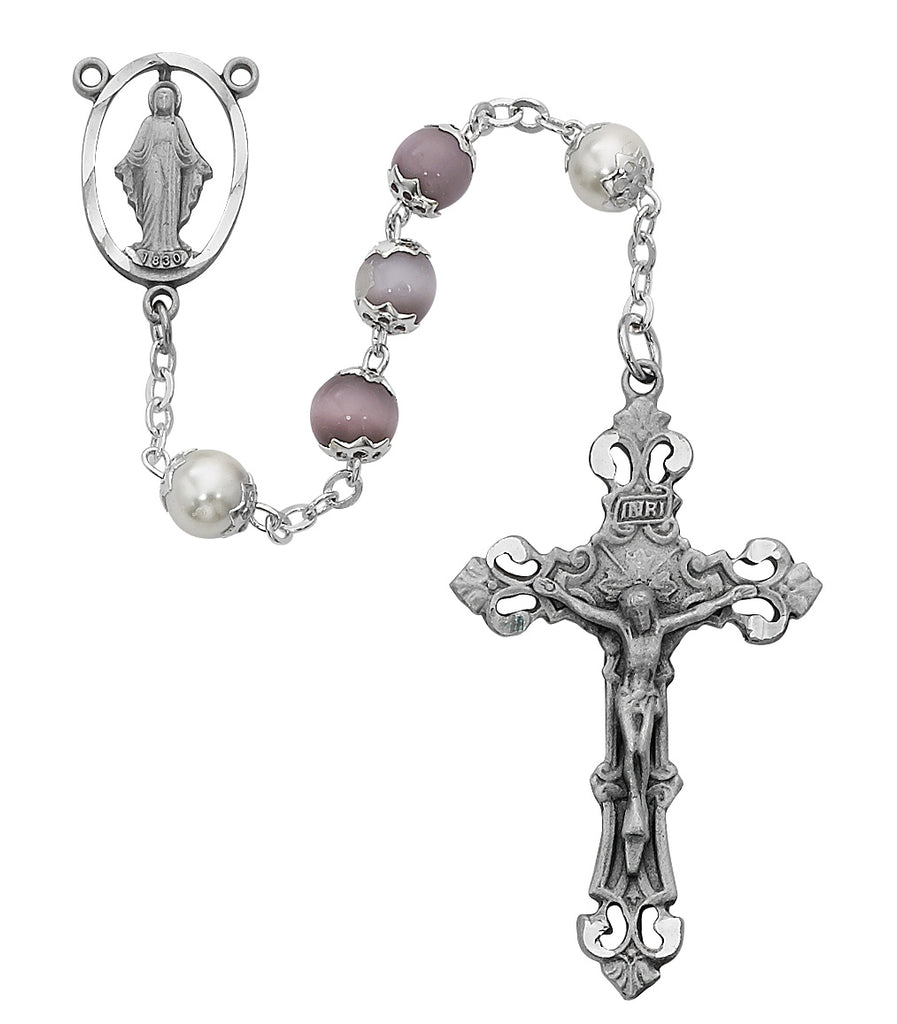 Rosary - Violet Cat's Eye Rosary Boxed