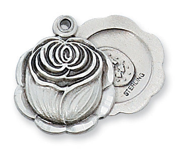 Rosebud Miraculous Medal - Sterling Silver 18"