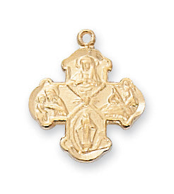 4-way Medal - Gold on Sterling Baby Pendant, Boxed