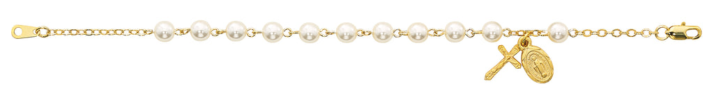 Bracelet - 7.5in Gold Pearl Look Bracelet Boxed