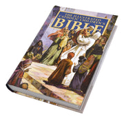Book titled 'The Illustrated Catholic Children's Bible' on a white background