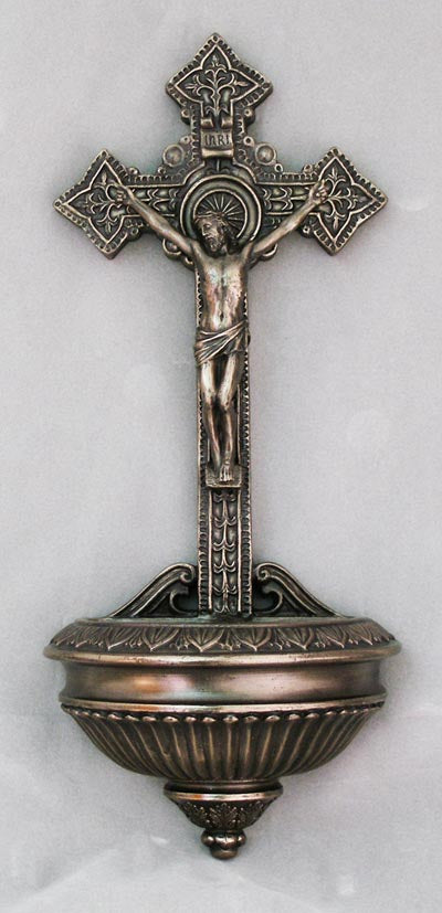 Crucifix Holy Water Font 11"
