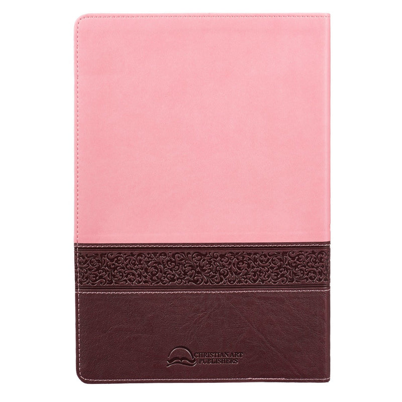 Large Print KJV Bible - Pink & Brown Faux Leather | (Personalizable!)