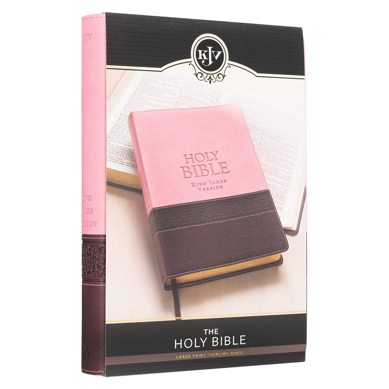 Large Print KJV Bible - Pink & Brown Faux Leather | (Personalizable!)
