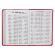 Pink Bible on a white background