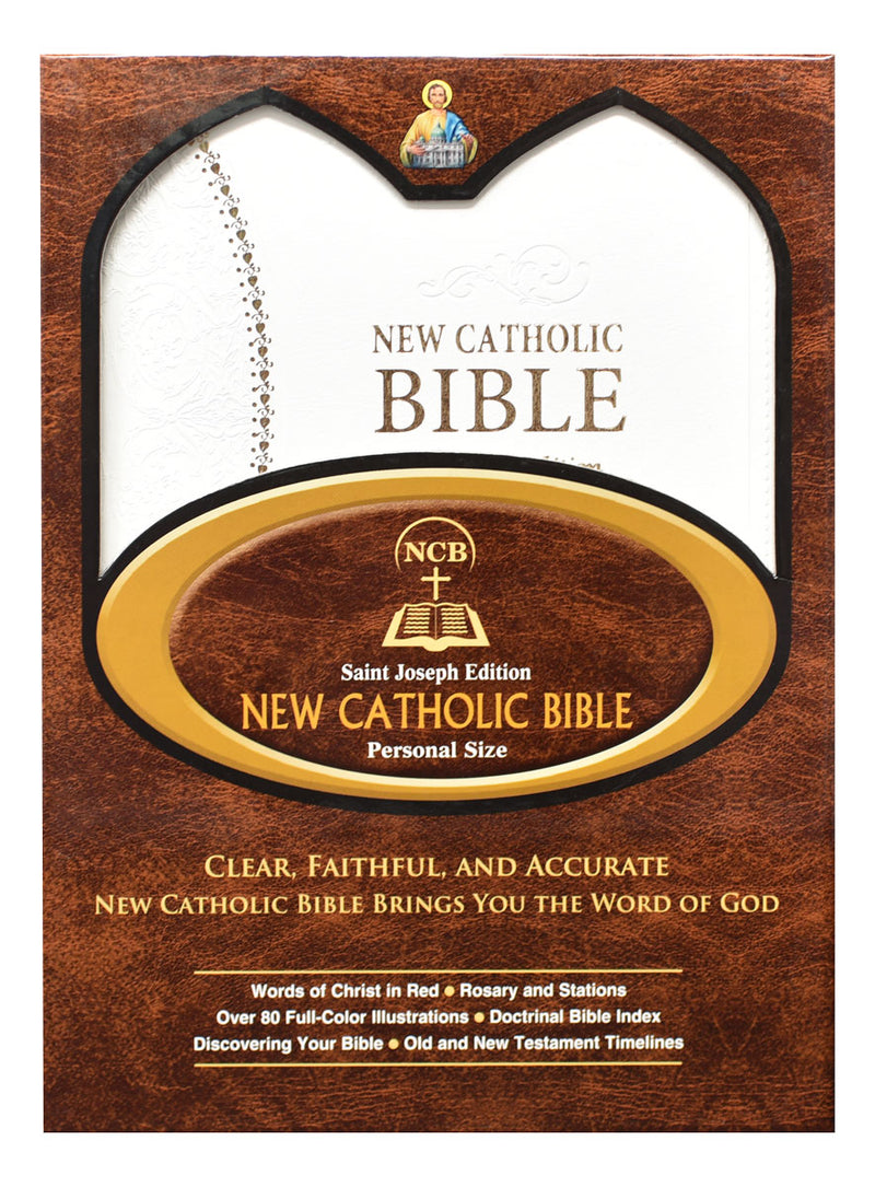 White and gold Bible on a white background.